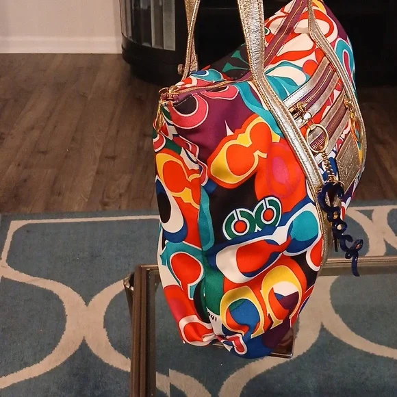 Coach Poppy Multicolor Tote with Gold Straps - Picture 5 of 11